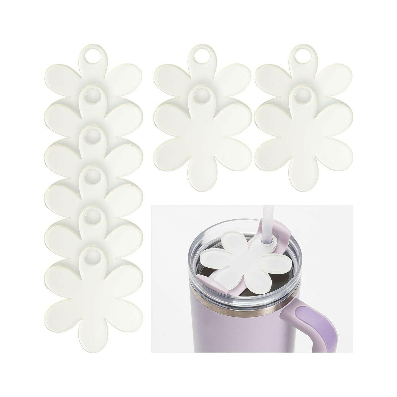 Craft Express 10 Pack 40oz Tumbler Acrylic Flower Sublimation Name Tags